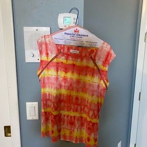 Calvin Klein coral and yellow top